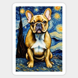 French Bulldog Dog Breed in a Van Gogh Starry Night Art Style Sticker